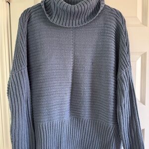 Joan Vass Slate Blue Turtleneck Sweater